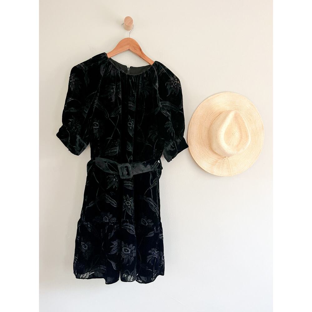 Ted Baker | NWT Tilliiy Belted Velvet Dress | Fit and Flare Mini | Black | Sz L - Picture 2 of 16